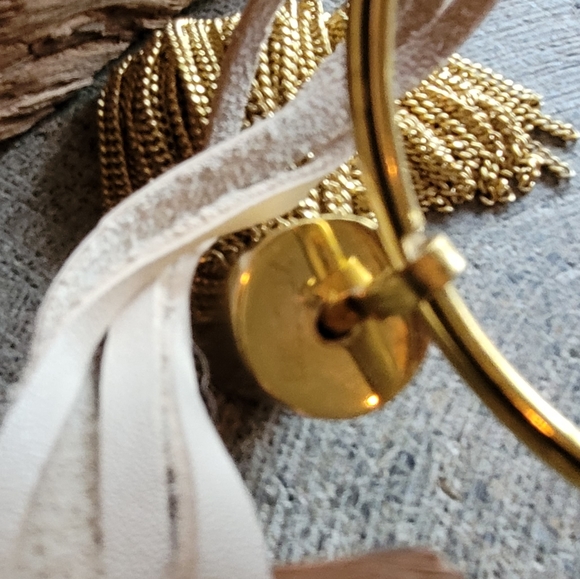 Designer brass square fringe leather neckl… - Picture 6 of 10